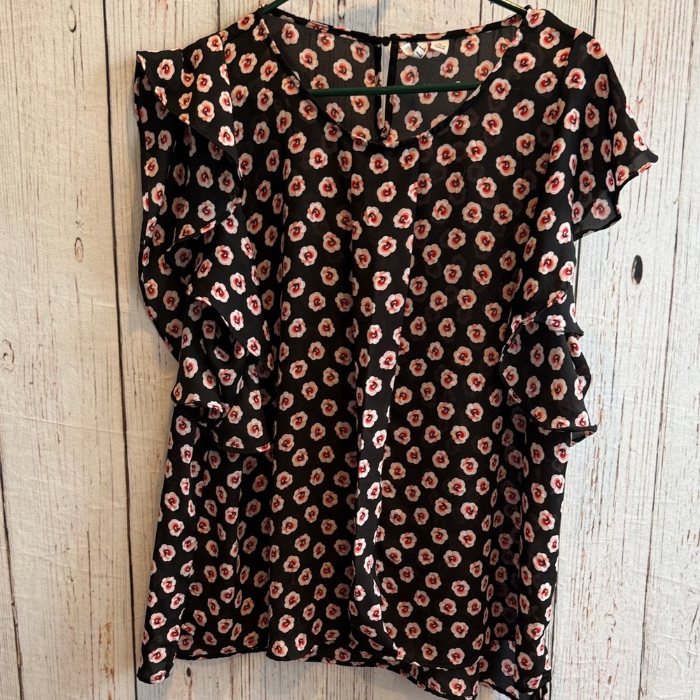 Elle Black and Pink Patterned Blouse
